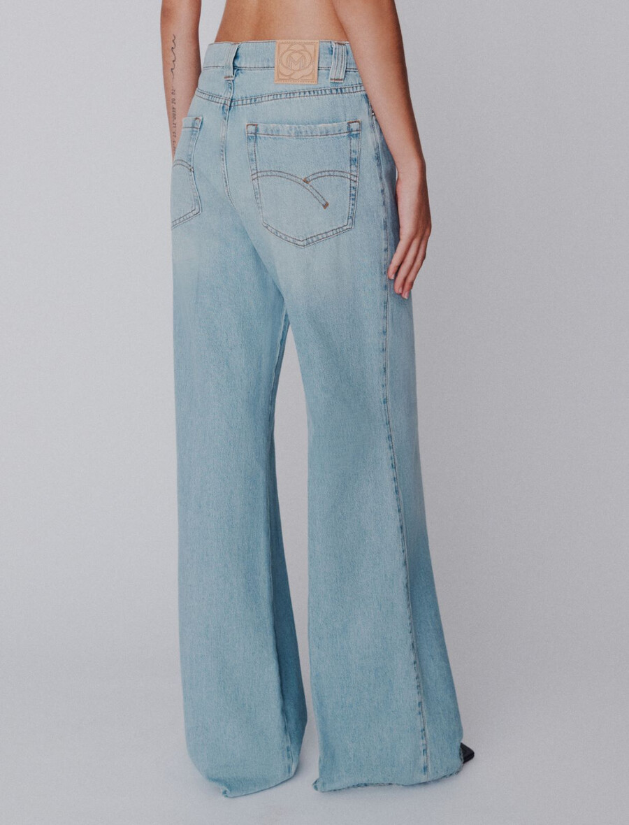 hochgeschnittene weite jeans – staubblau