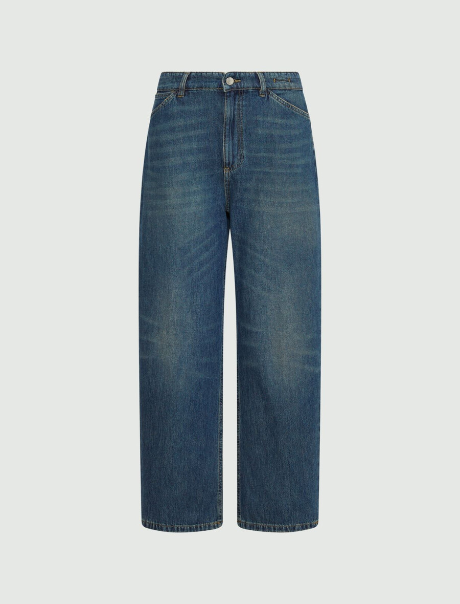 hochgeschnittene mom-jeans – marineblau