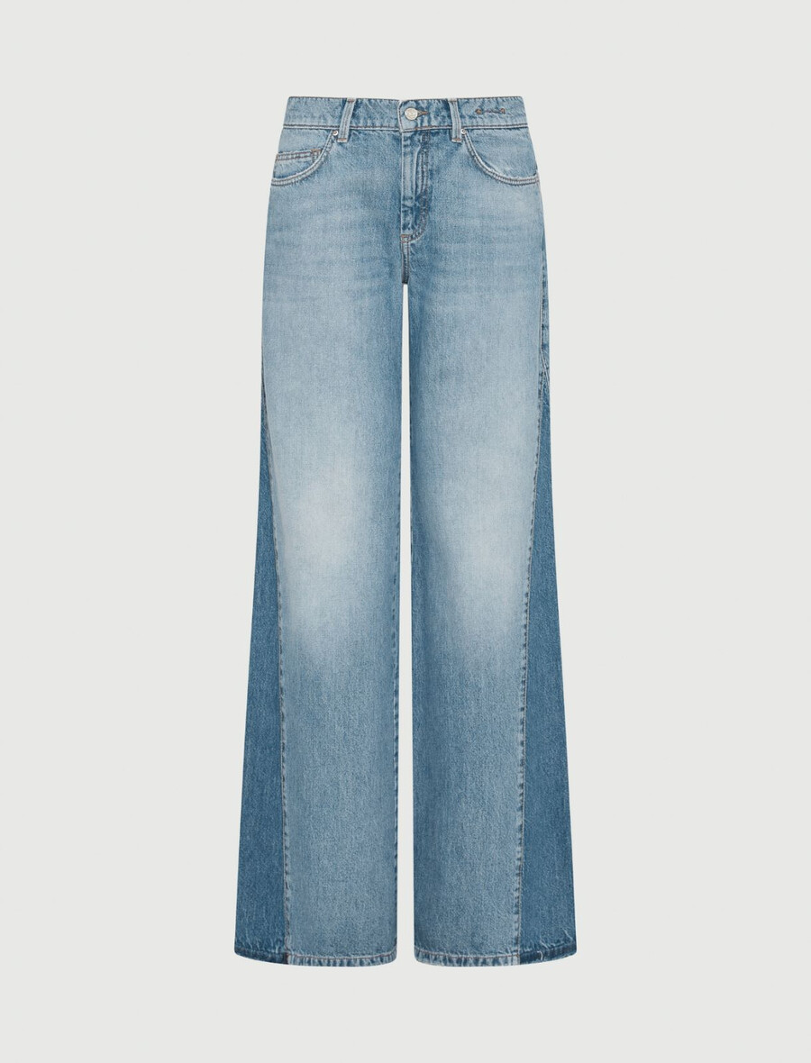 hüftig geschnittene weite jeans – hellblau