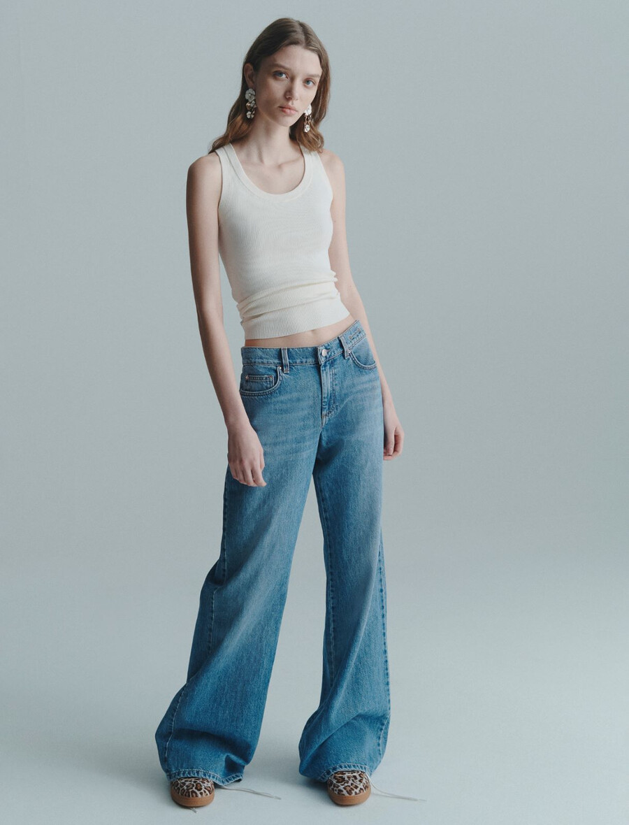 hüftjeans mit weitem bein - delave` blau