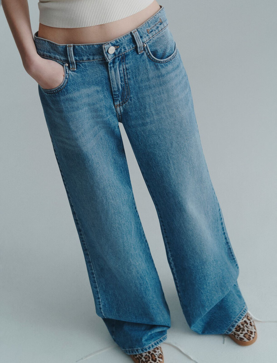 hüftjeans mit weitem bein - delave` blau