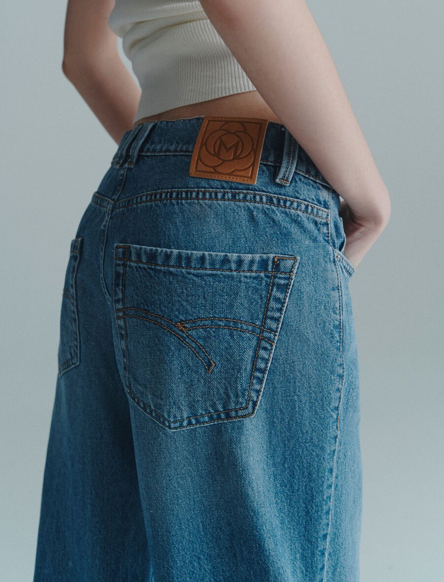 hüftjeans mit weitem bein - delave` blau