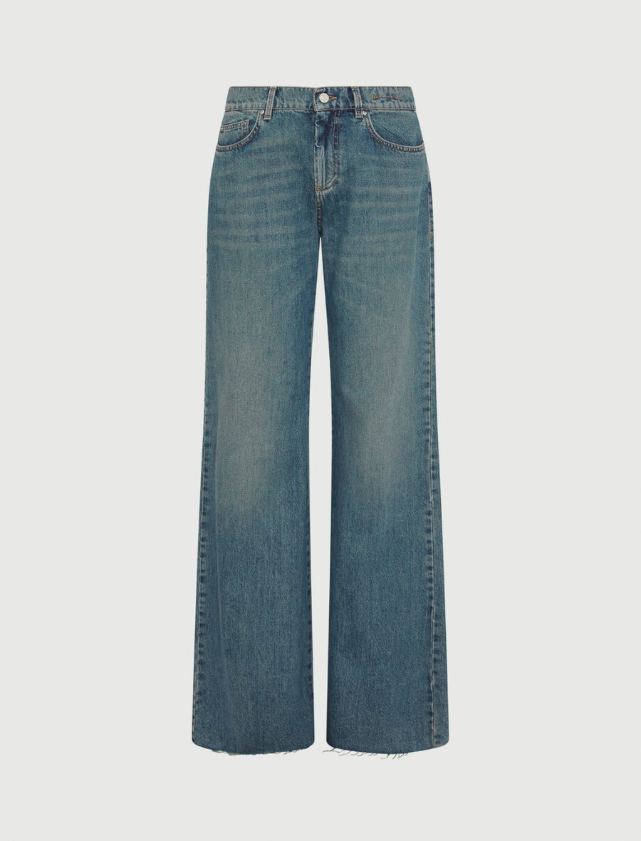 hüftjeans mit weitem bein – preussischblau