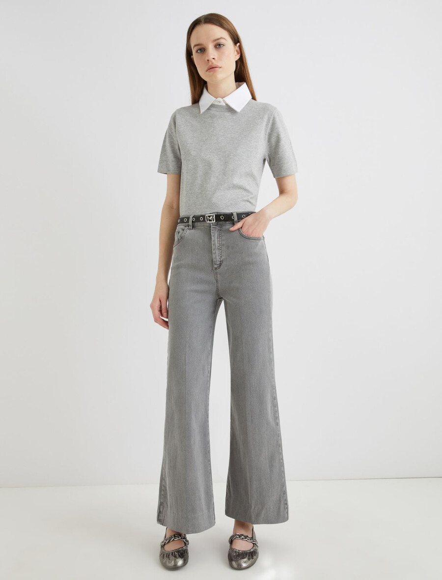 weit geschnittene verkürzte jeans - grau