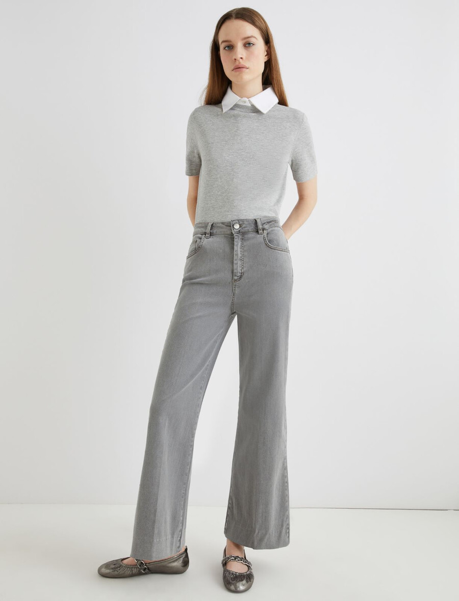 weit geschnittene verkürzte jeans - grau