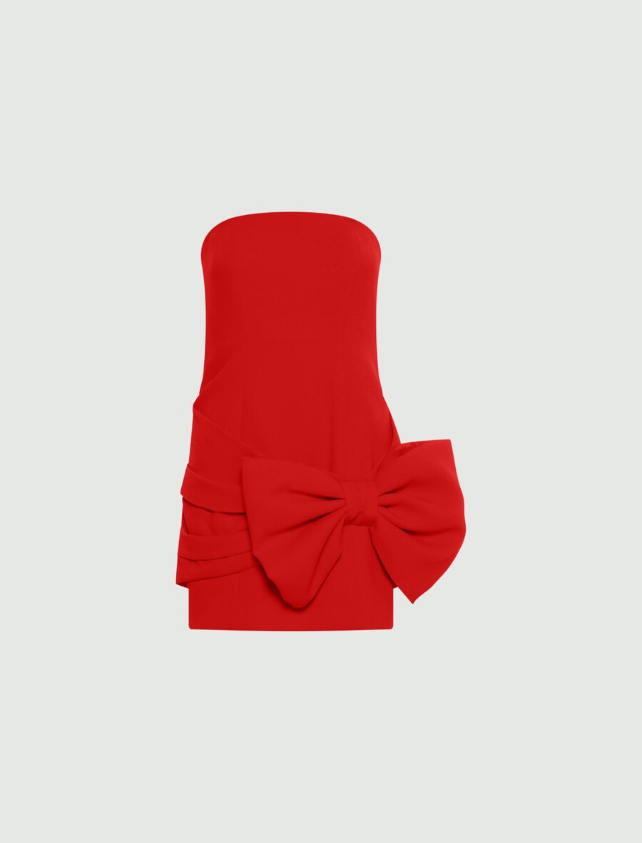 satin-bustierkleid mit schleifendetail – rot