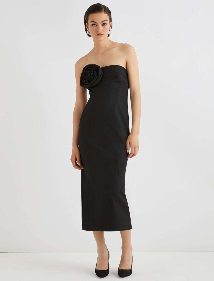 bustierkleid aus stretch-gabardine - schwarz