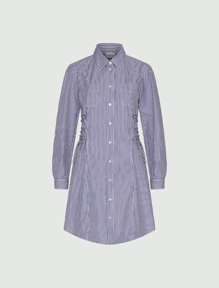 hemdblusenkleid aus popeline - marineblau