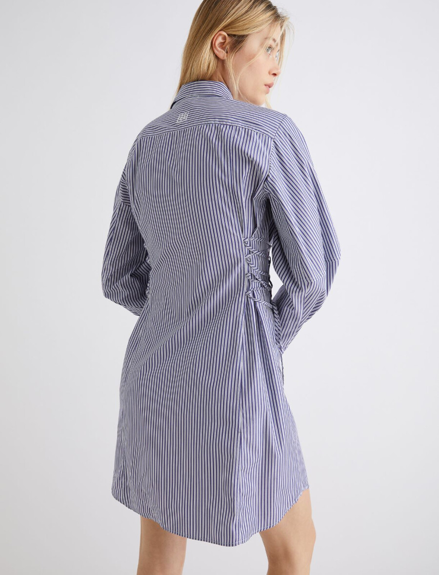 hemdblusenkleid aus popeline - marineblau