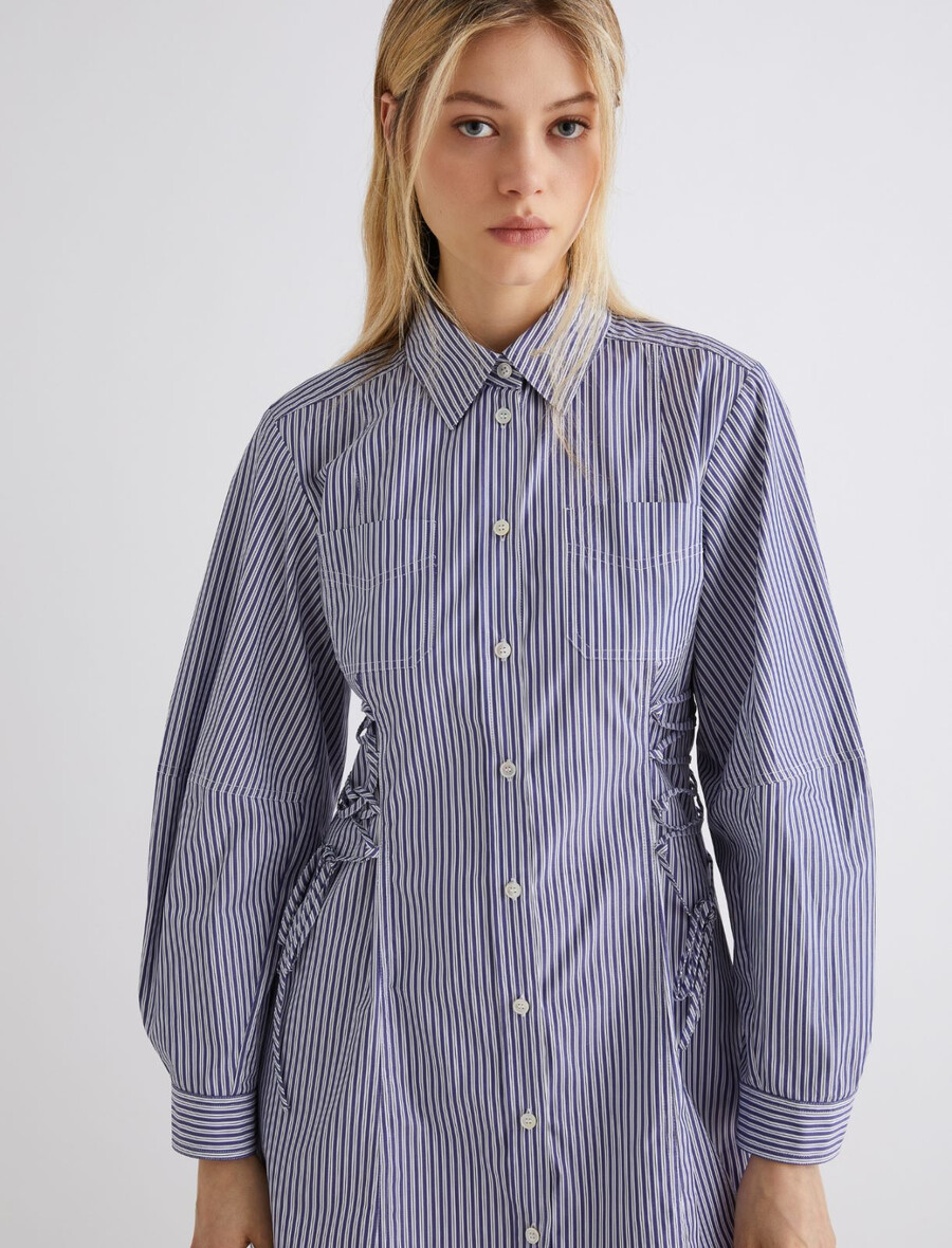 hemdblusenkleid aus popeline - marineblau