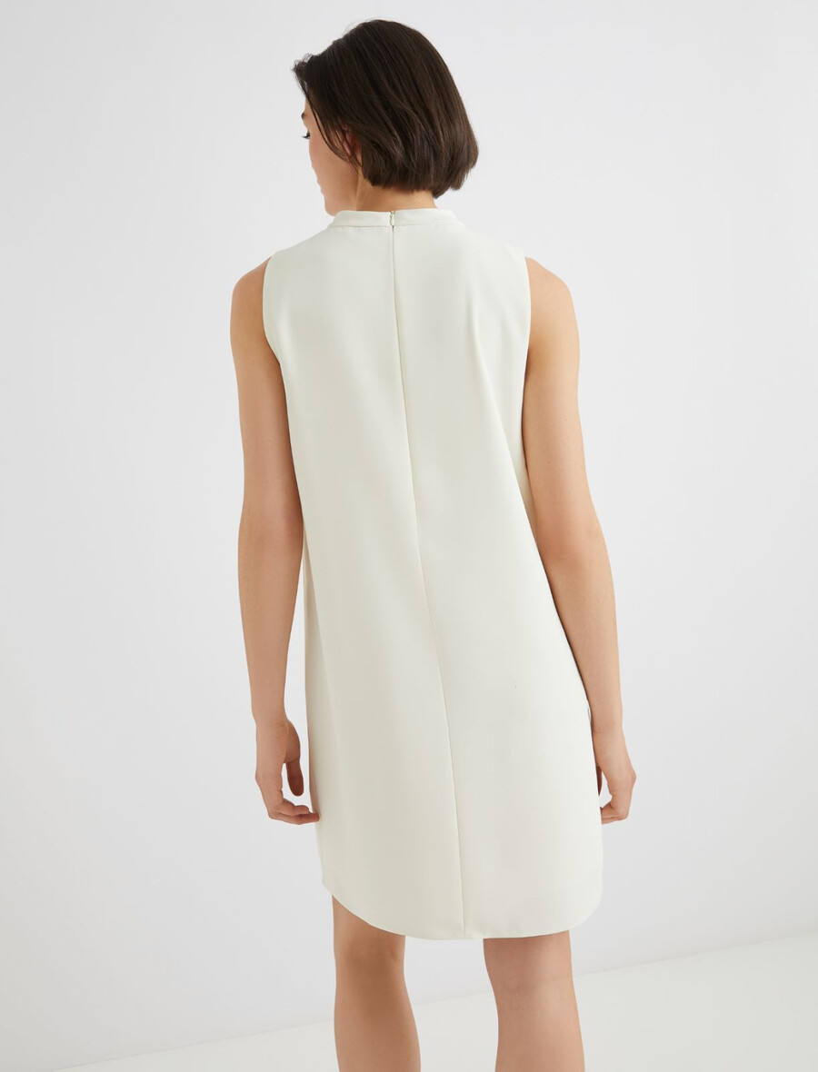 Ärmelloses kleid aus crêpe-envers-satin - wolle weiss
