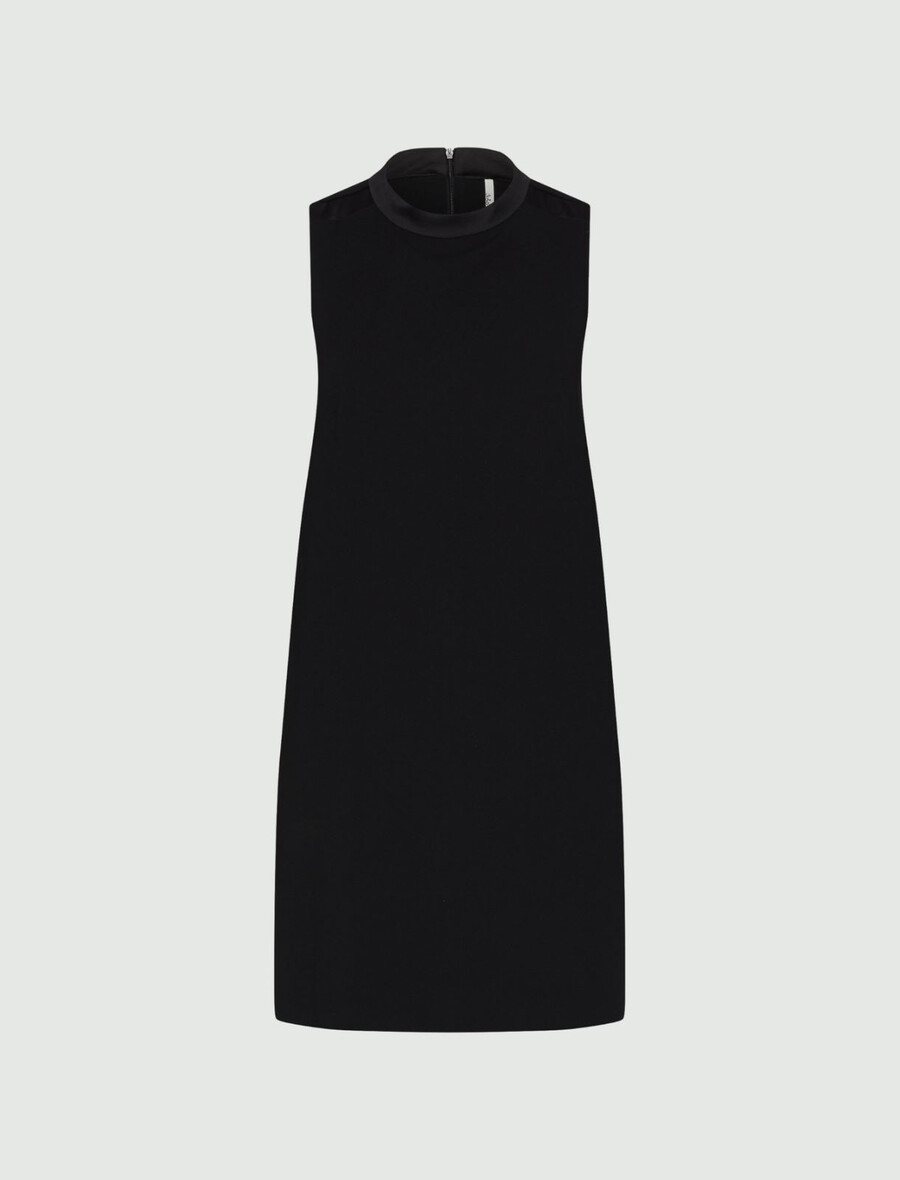 Ärmelloses kleid aus crêpe-envers-satin – schwarz