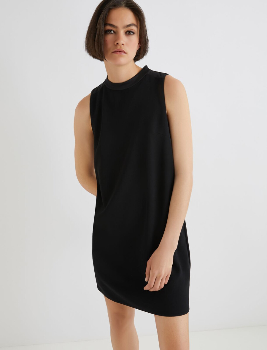Ärmelloses kleid aus crêpe-envers-satin – schwarz