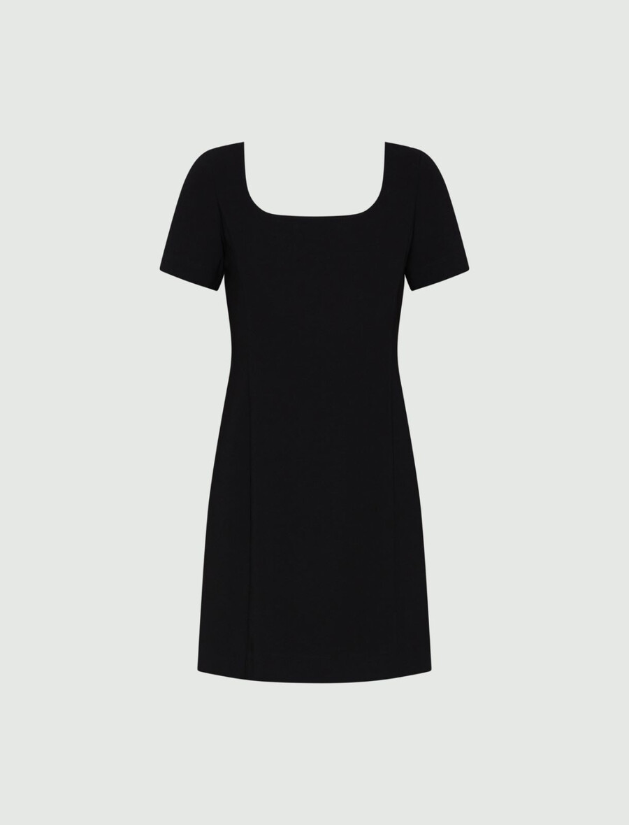 figurbetontes kleid mit ausgestelltem rock – schwarz