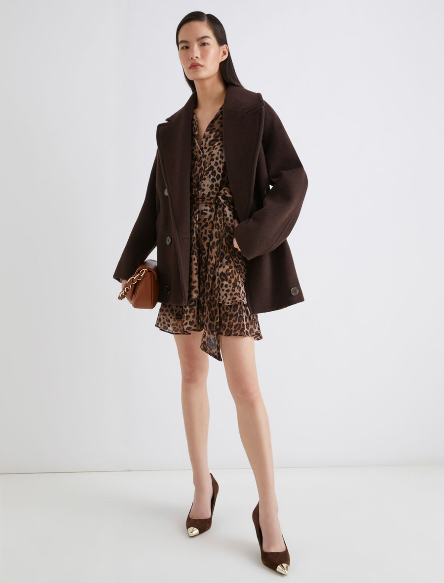 georgette-kleid mit volant - natur