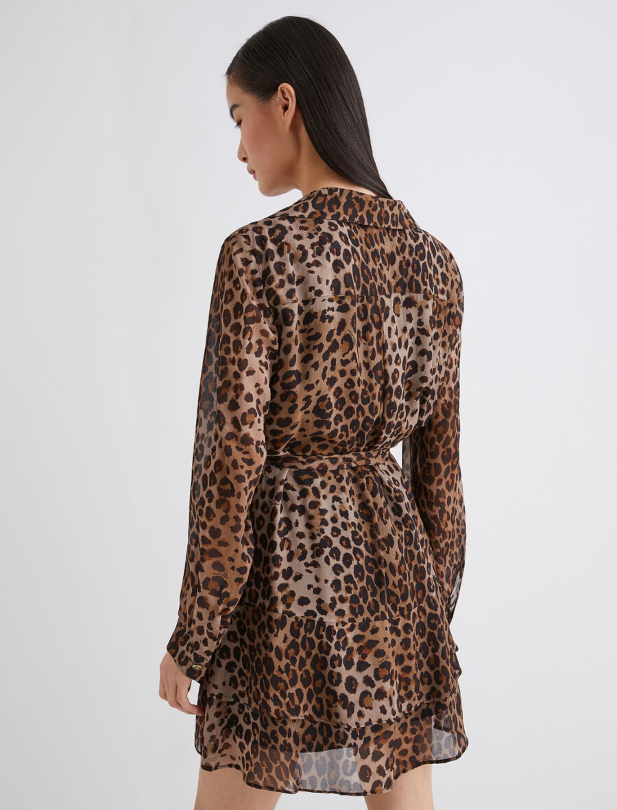 georgette-kleid mit volant - natur