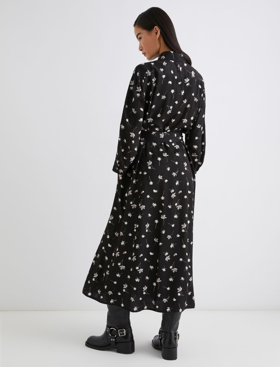 hemdblusenkleid aus bedruckter viskose – schwarz
