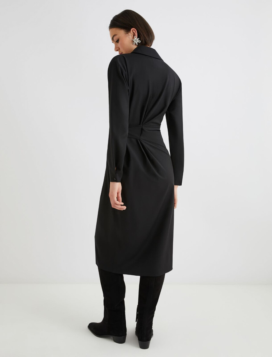 hemdkleid mit seitlicher schnalle - schwarz