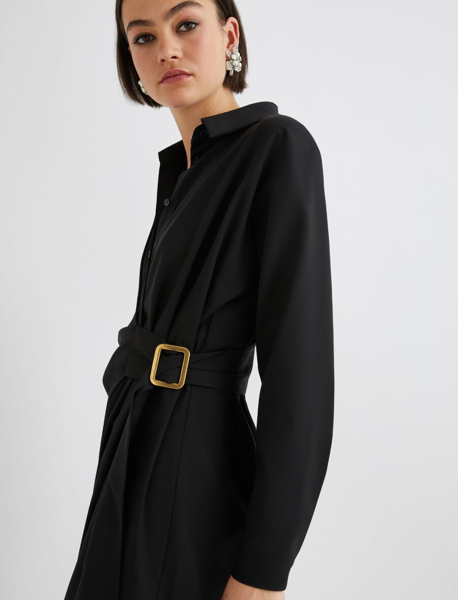 hemdkleid mit seitlicher schnalle - schwarz