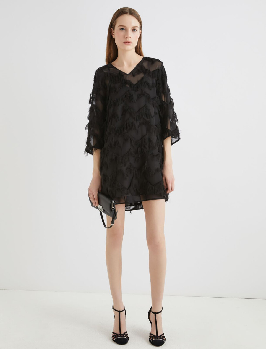 fil-coupé-minikleid - schwarz