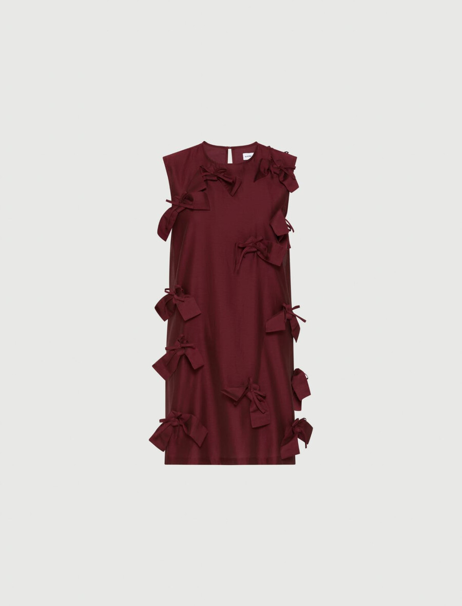 Ärmelloses kleid mit schleifendetail - bordeaux