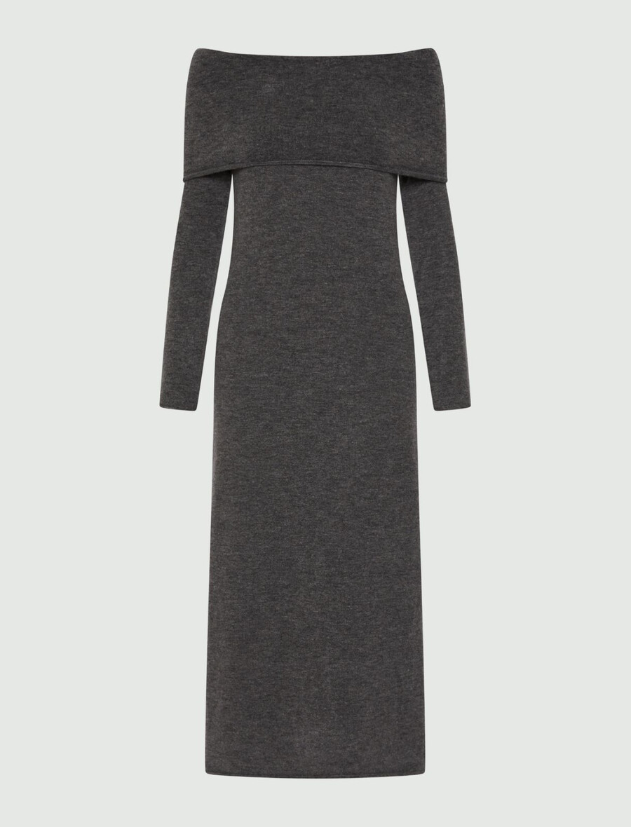 merino-strickkleid - melange grau