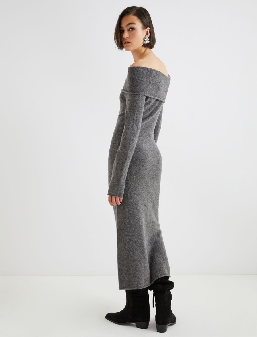merino-strickkleid - melange grau