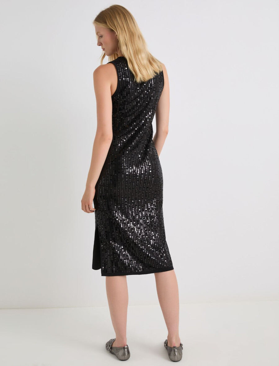 Ärmelloses paillettenkleid - schwarz