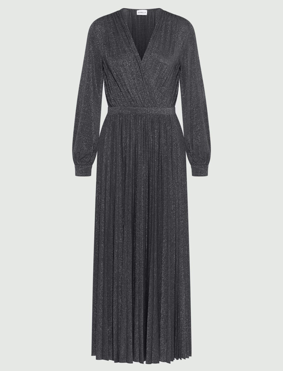 plissee-kleid aus lurex-jersey – mitternachtsblau
