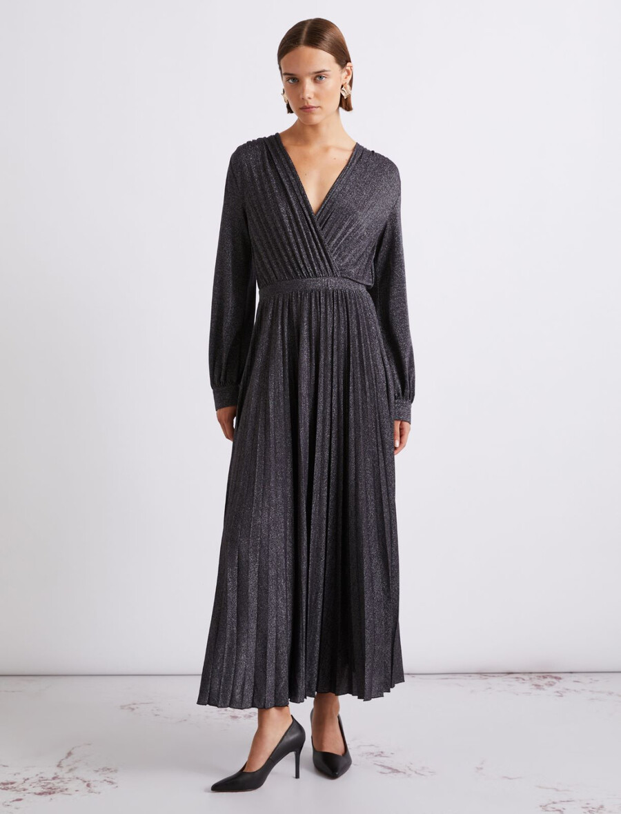 plissee-kleid aus lurex-jersey – mitternachtsblau