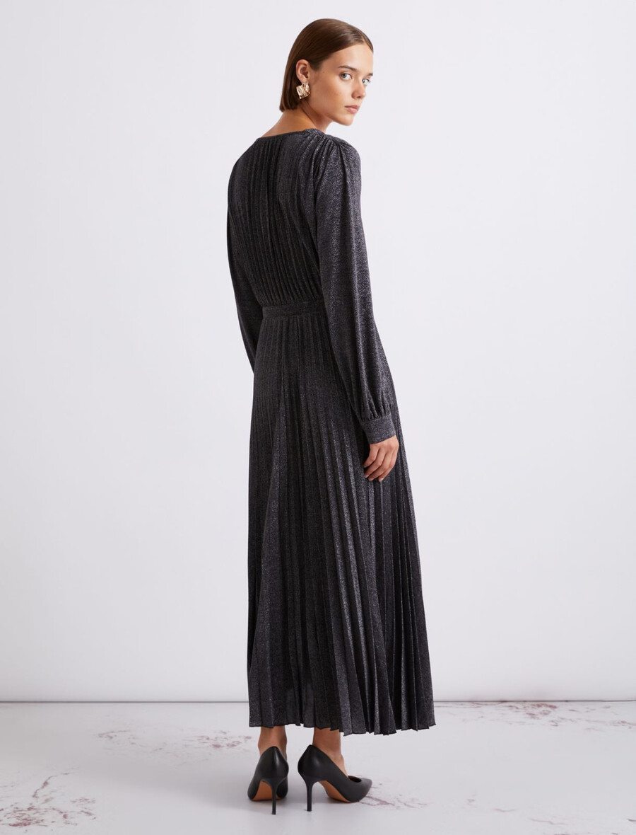 plissee-kleid aus lurex-jersey – mitternachtsblau
