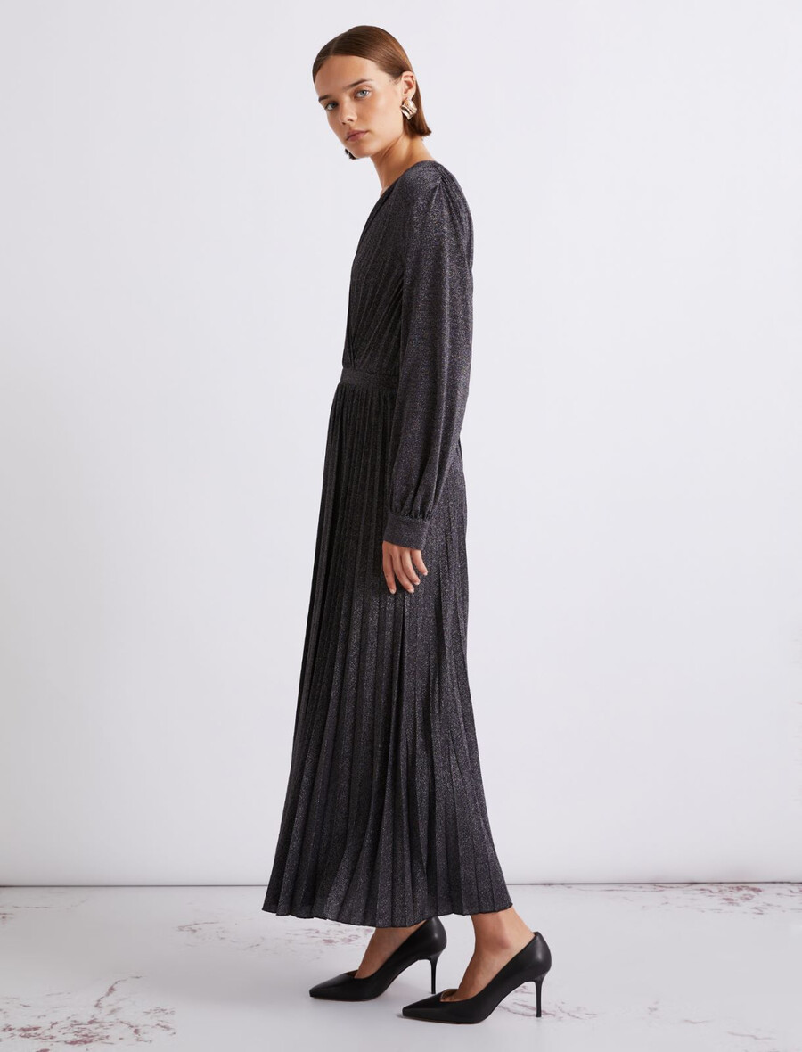 plissee-kleid aus lurex-jersey – mitternachtsblau
