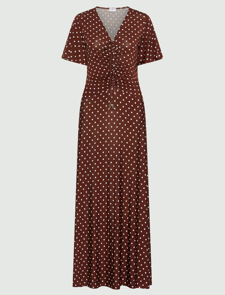langes jerseykleid - braun