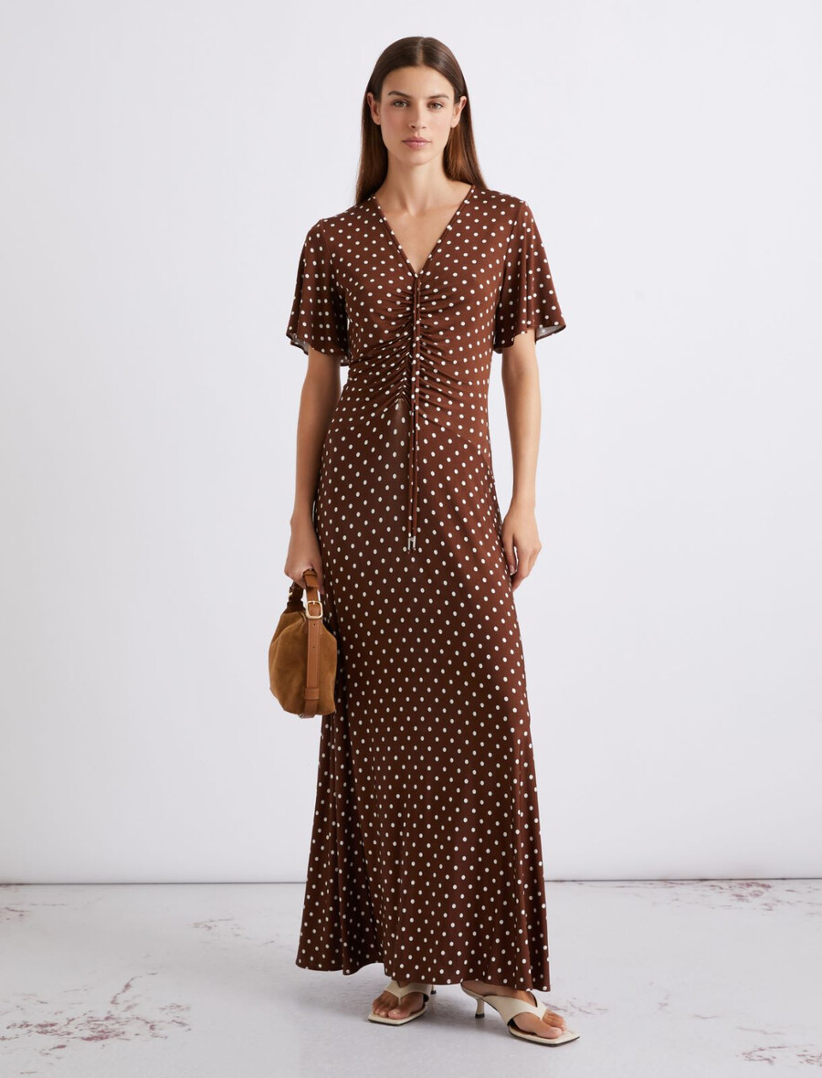 langes jerseykleid - braun