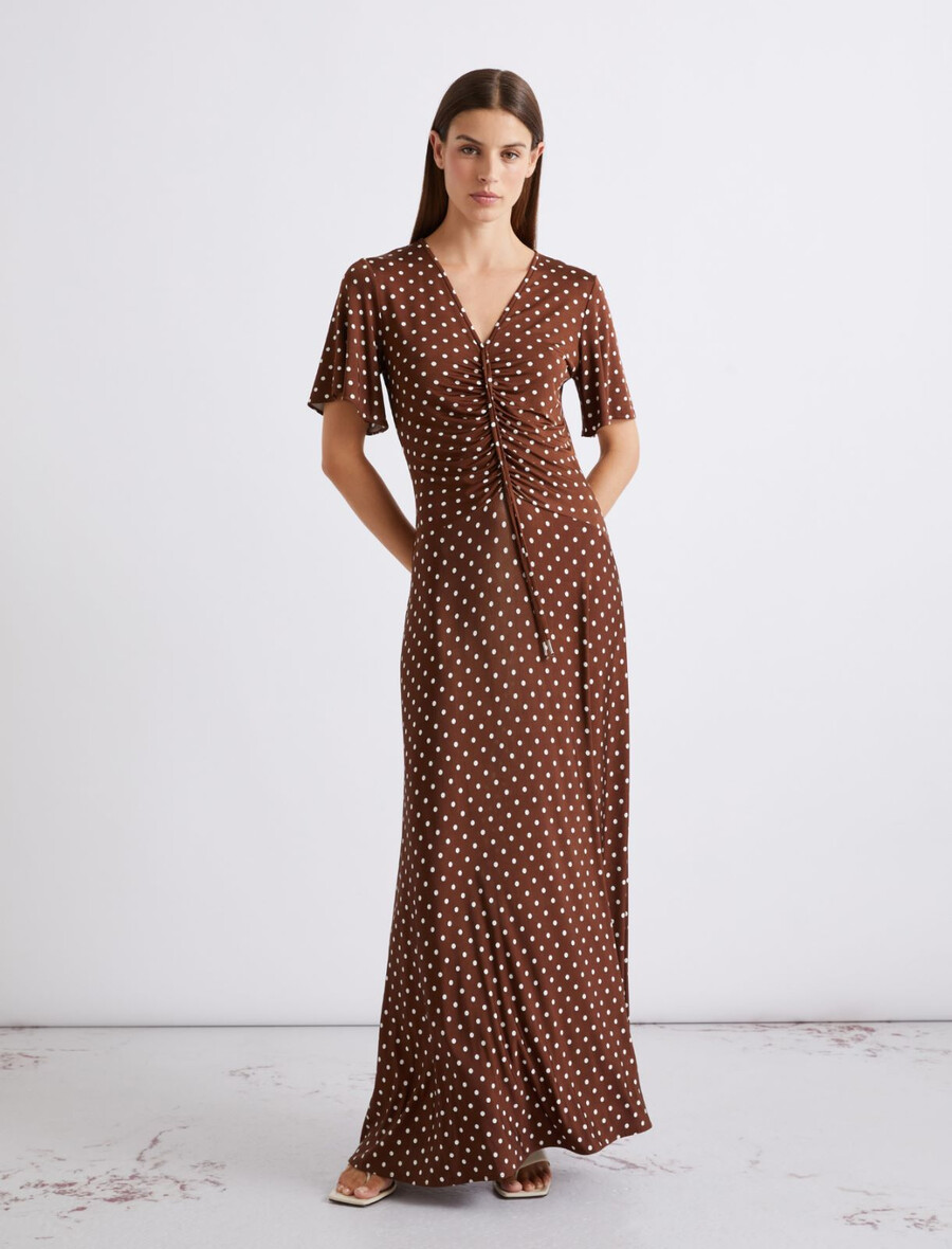 langes jerseykleid - braun