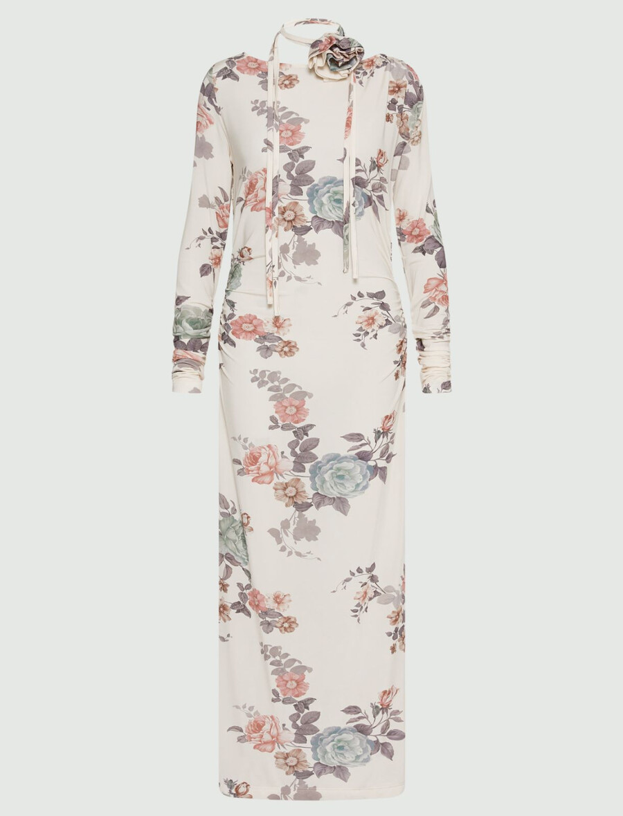 jerseykleid in wadenlänge - puder