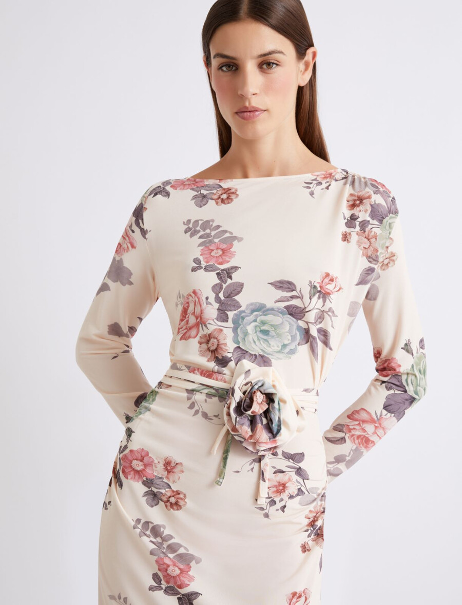 jerseykleid in wadenlänge - puder
