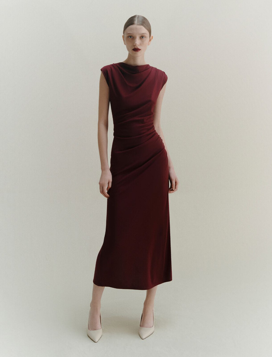 figurbetontes jerseykleid - bordeaux