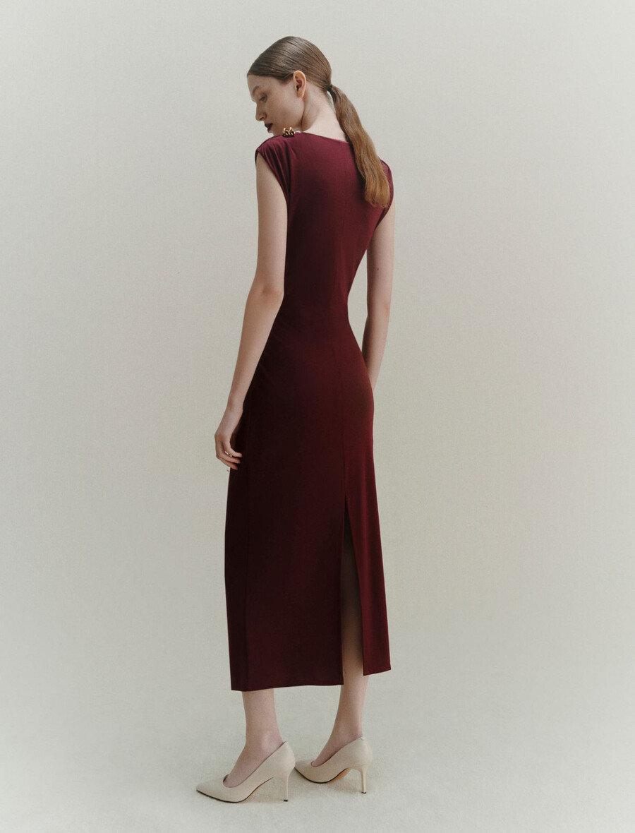 figurbetontes jerseykleid - bordeaux