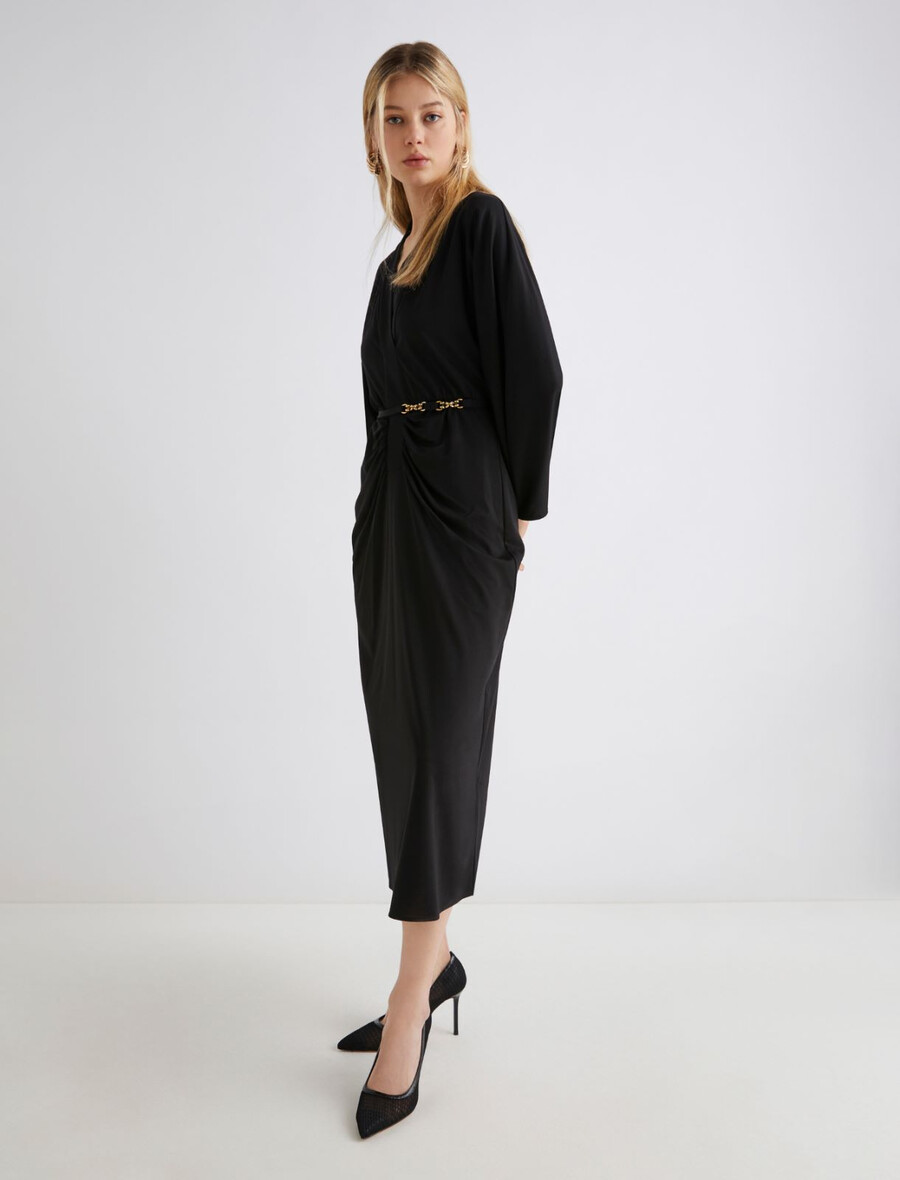 intarsienkleid - schwarz