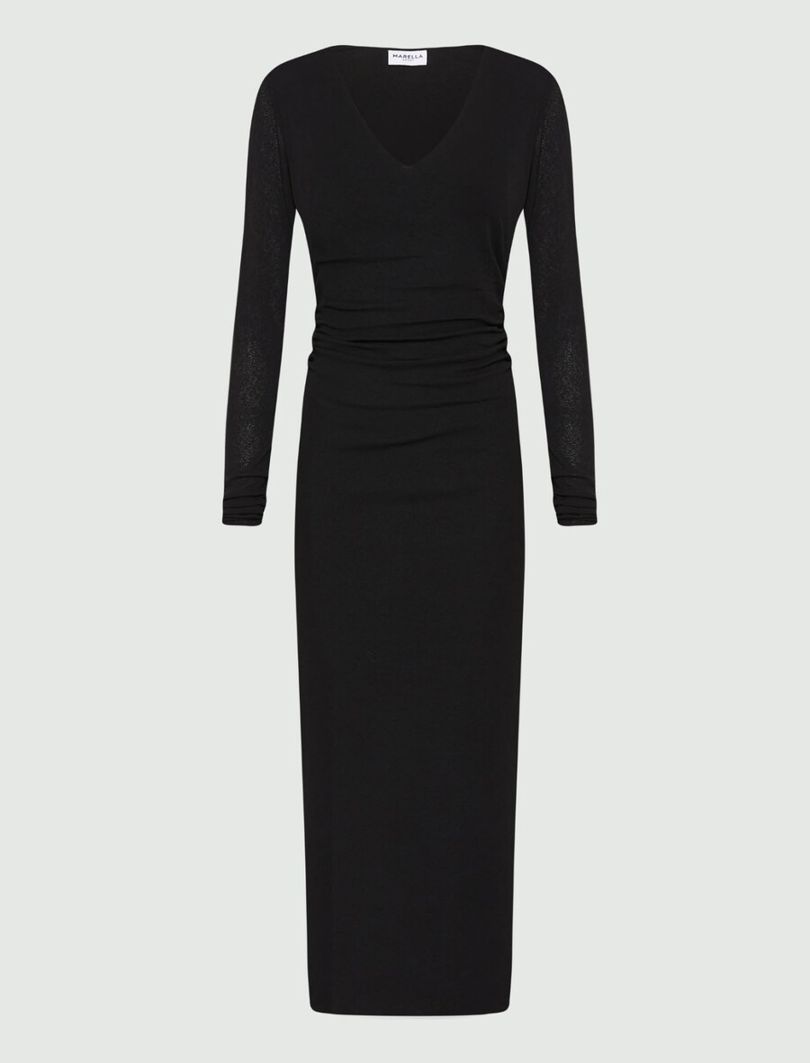 langes jerseykleid - schwarz