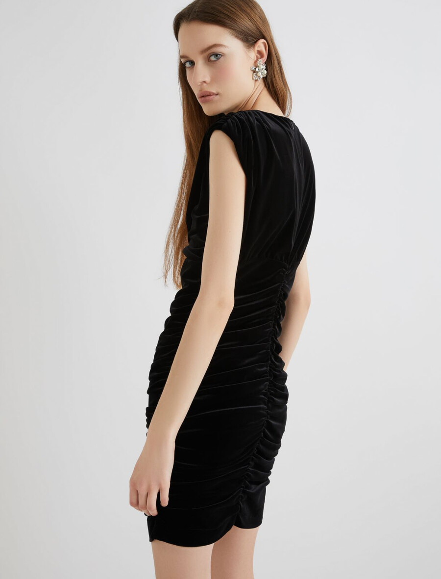 samt-minikleid - schwarz