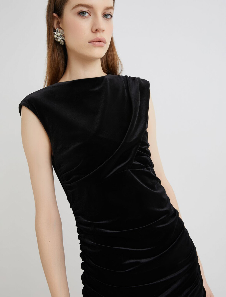 samt-minikleid - schwarz