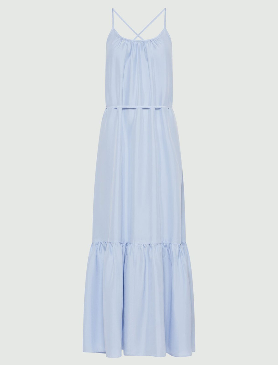 langes seidenkleid von habotai – hellblau