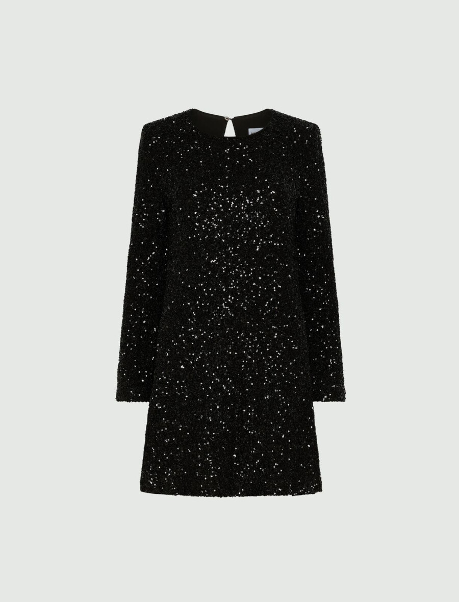 pailletten-minikleid – schwarz