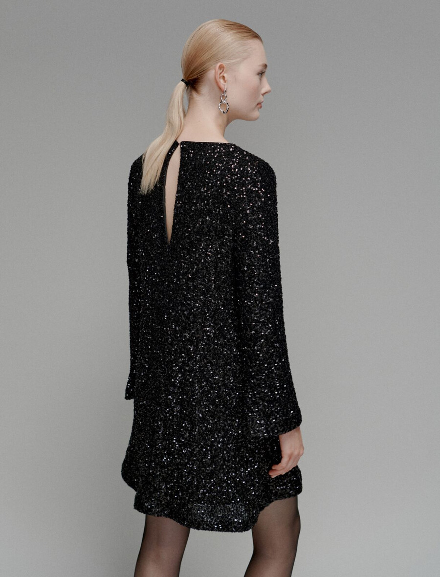 pailletten-minikleid – schwarz