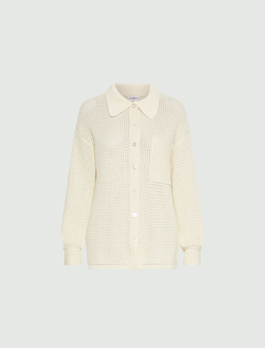 strickjacke aus reiner baumwolle - wolle weiss