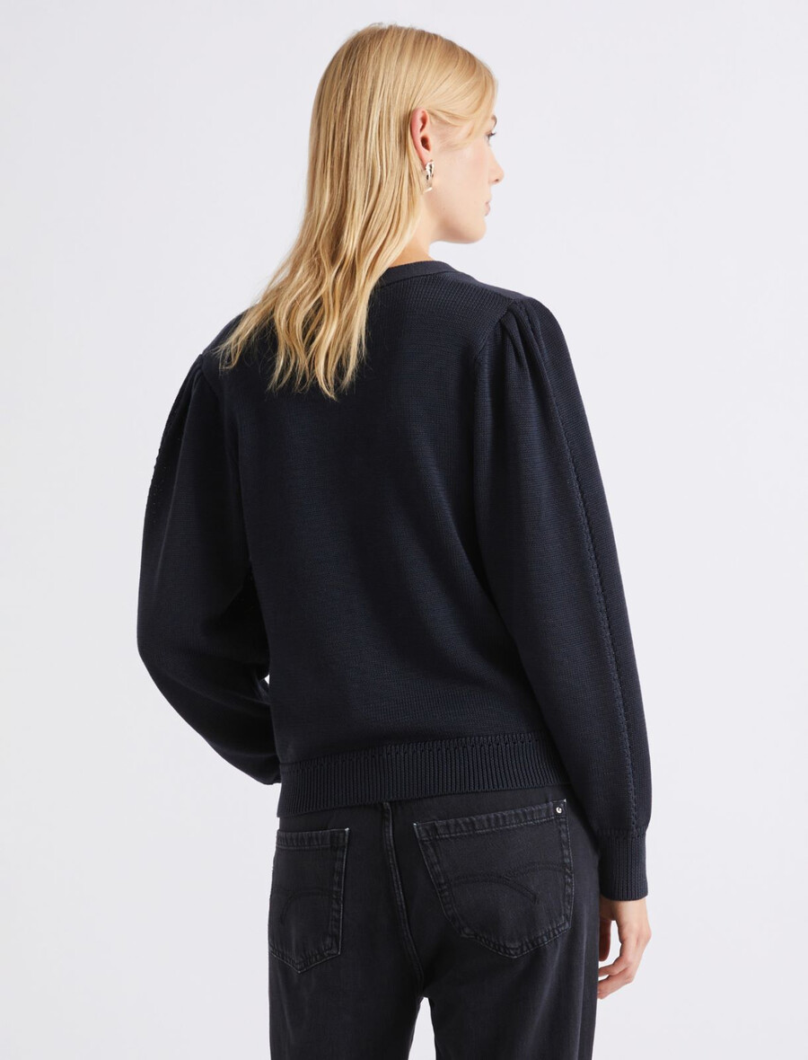 schmal geschnittene strickjacke mit v-ausschnitt – marineblau