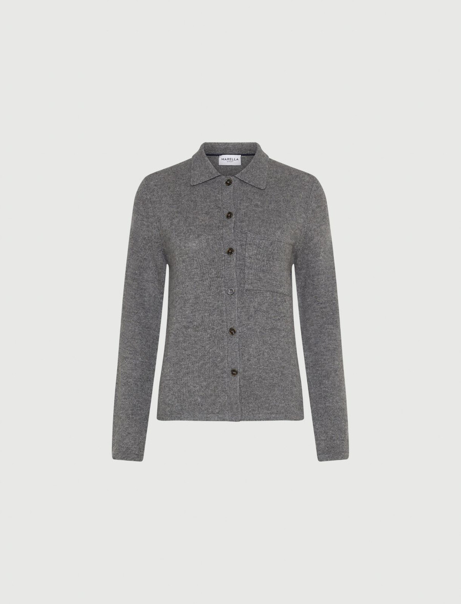 strickjacke aus wolle und kaschmir – mittelgrau