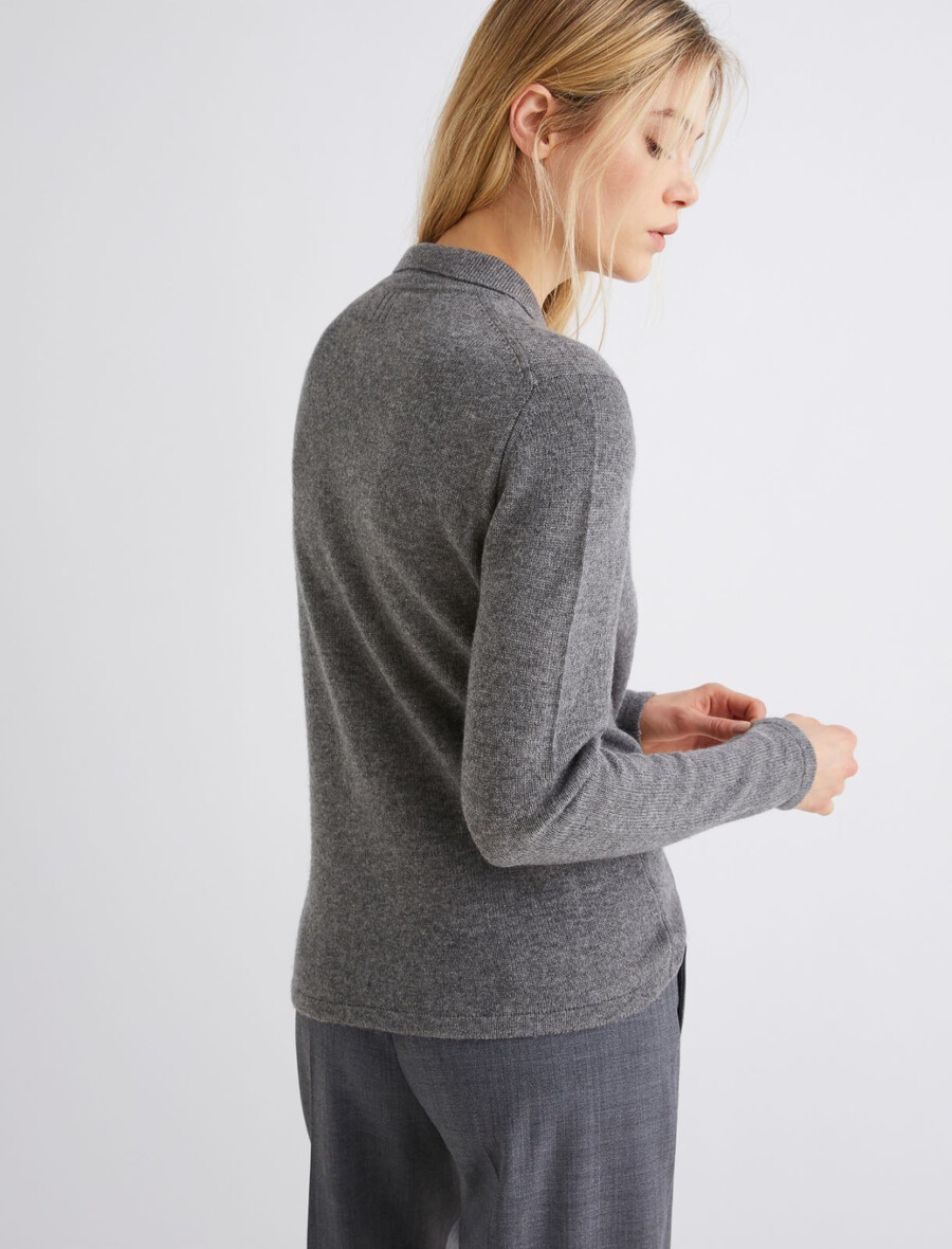 strickjacke aus wolle und kaschmir – mittelgrau